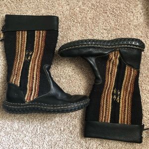 Born wool and leather tall boots